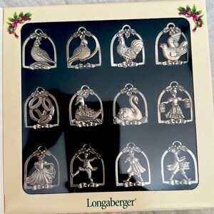 Longaberger Pewter Miniature Ornaments Twelve Days of Christmas New